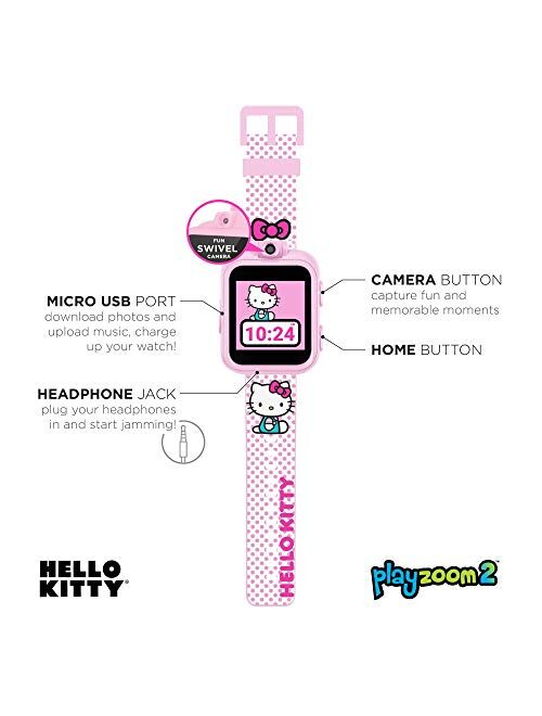 PlayZoom Hello Kitty 2 Kids Smartwatch - Video Camera Selfies STEM Learning Educational Fun Games, MP3 Music Player Audio Books Touch Screen Sports Digital Watch Gift for