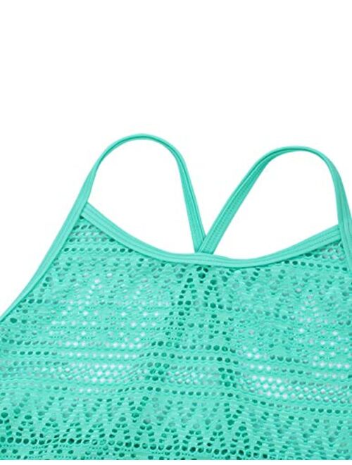 LEINASEN Little Kids Girl's Beach Crochet Mesh Crossback Swim Cover Up Dress 3-8Years