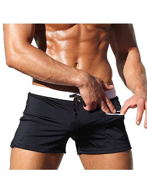 YAVOCOS Mens Quick Dry Swim Trunk Beach Board Swimwear Shorts with Front Zipper Pockets