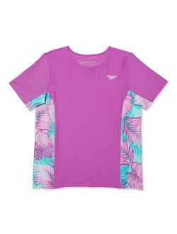 Girl's UV Swim Shirt Short Sleeve Printed Rashguard
