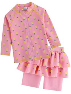 VAENAIT BABY 2T-7T Kids Girls UPF 50+ UV Protection Rashguard Swimsuit Long Shirt and Shorts Set