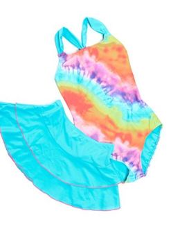 BELLOO Girls One Piece Swimsuit with Short or Dress Criss Cross Back Swimwear Bathing Suits for Girl 6-14 Years