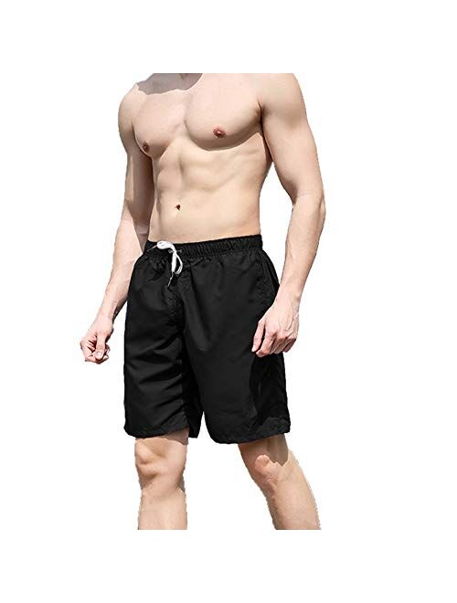 JESSIVO Mens Swim Trunks Solid Quick Dry Swim Suit Without Mesh Lining