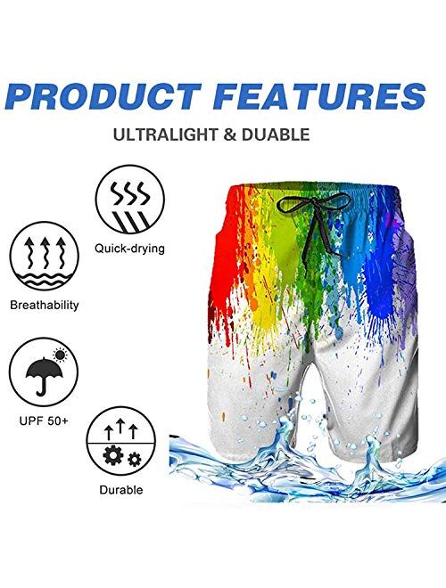 Men's Quick Dry Swim Trunks Beach Shorts Board Shorts with Mesh Lining