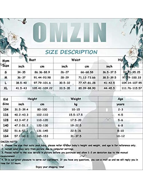 OMZIN Mommy and Me Halter Ruffle Swimsuit Leaf Print High Waisted Adjustable Straps Family Matching Bikini Set