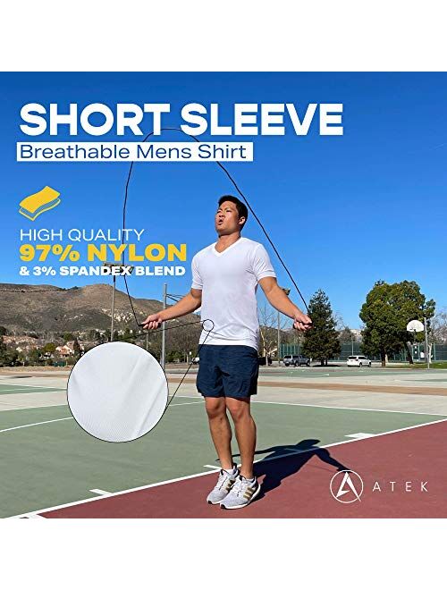 ATEK Men’s Stay Tucked Cooling Undershirts | Moisture Wicking Sweatproof Breathable V Neck T Shirts, Extra Long