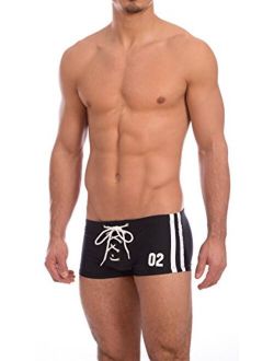 Gary Majdell Sport Men's Square Cut Swimsuit Brief with Front Zipper 