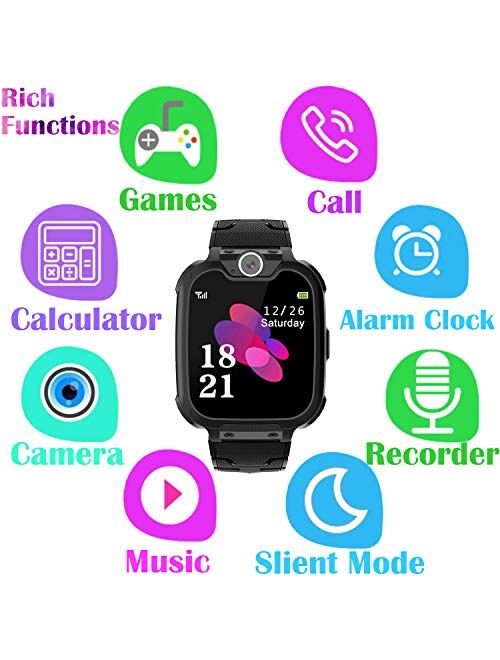Kids Smart Watch for Boys Girls - HD Touch Screen Sports Smartwatch Phone with Call Camera Games Recorder Alarm Music Player for Children Teen Students