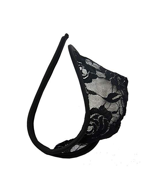 G-Strings Thongs Mens GREFER Sexy Lace Elastic String T-Back Cooling Underwear Underpants Free Size