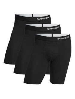 Tommy John Men's Cool Cotton Boxer Briefs - 3 Pack - No Ride-Up Comfortable Breathable Underwear for Men