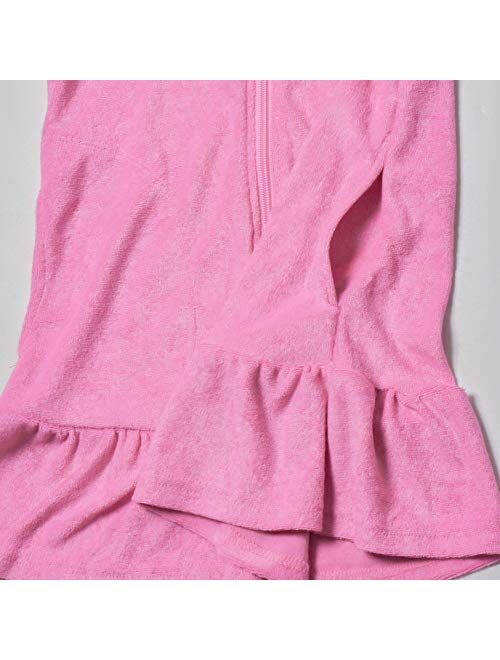 QPANCY Girls Hooded Zip Terry Coverups Swim Beach Cover-Up Cotton Summer Short Sleeve