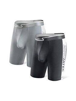 Men's Underwear Dual Pouch Active Sport Quick Dry 8" Camo Solid Long Leg Boxer Briefs 2 Pack