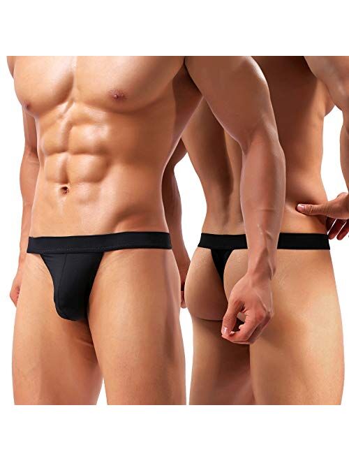 Casey Kevin Men's Thongs Underwear Sexy T-back Mesh G-string Low Rise Briefs with Elastic Waistband