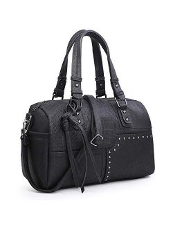 Women Soft Vegan Leather Barrel Bags Large Top Handle Totes Satchel Handbags Shoulder Purse