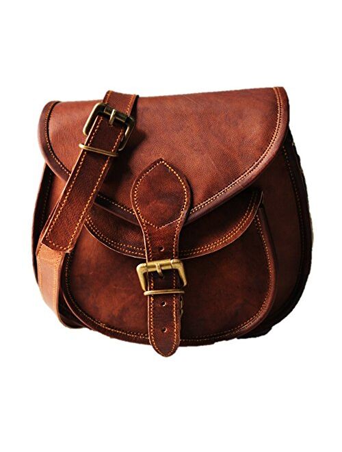 Satchel and Fable Handmade Women Leather Vintage Brown Cross Body Shoulder Bag Purse