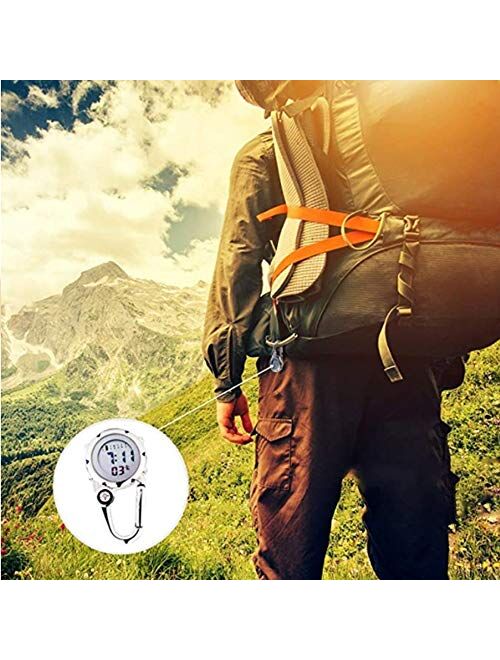 Clip on Digital Quartz Watch Backpack Fob Belt Waterproof and Shockproof Pocket Watch Glow in The Dark Unisex Pocket Watch with Compass Gift for Doctors Nurses Outdoor Ac