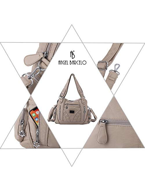 Angel Barcelo Roomy Fashion Hobo Womens Handbags Ladies Purses Satchel Shoulder Bags Tote Washed Leather Bag