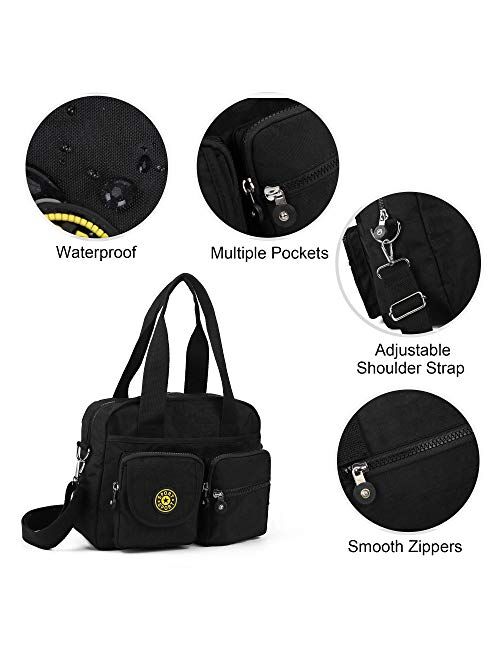 Gladdon Canvas Crossbody Bags for Women Multi Pocket Nursing Shoulder Bags Lightweight Top Handle Satchel Purse