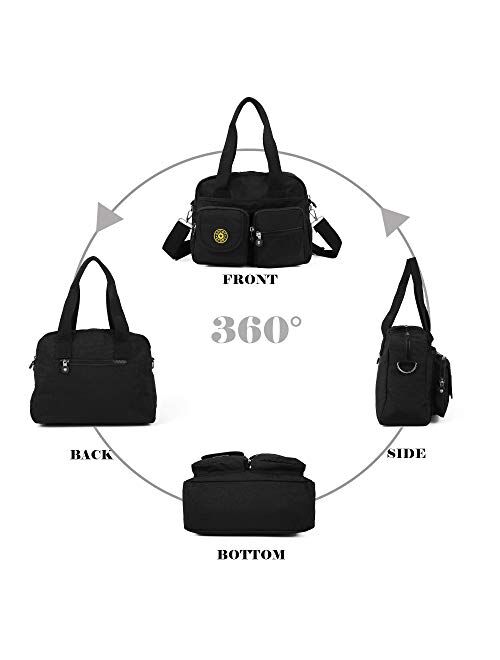 Gladdon Canvas Crossbody Bags for Women Multi Pocket Nursing Shoulder Bags Lightweight Top Handle Satchel Purse