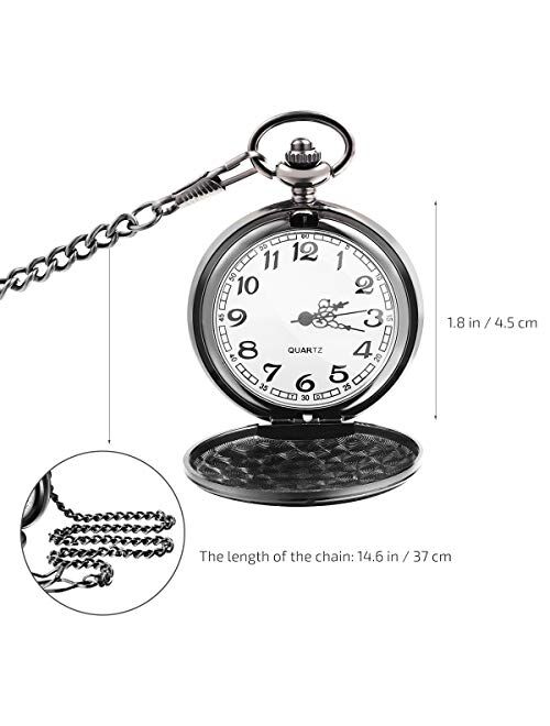 NICERIO Mens White Dial Arabic Numeral Pocket Watch with Chain