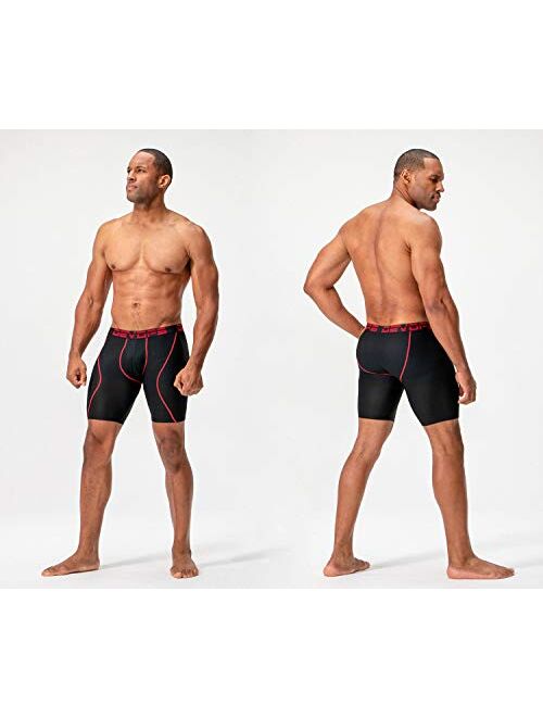 DEVOPS Men's Perfomance Cool Dry Mesh Underwear Long Leg Boxer Trunk 9-inch Brief (3 Pack)