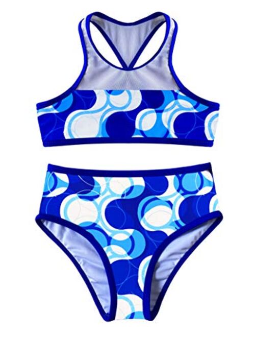 KuKiee Little Girls Swimwear Two Pieces Bikini Set Boyshort Tankini Bathing Suits