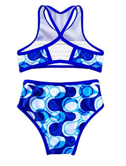 KuKiee Little Girls Swimwear Two Pieces Bikini Set Boyshort Tankini Bathing Suits