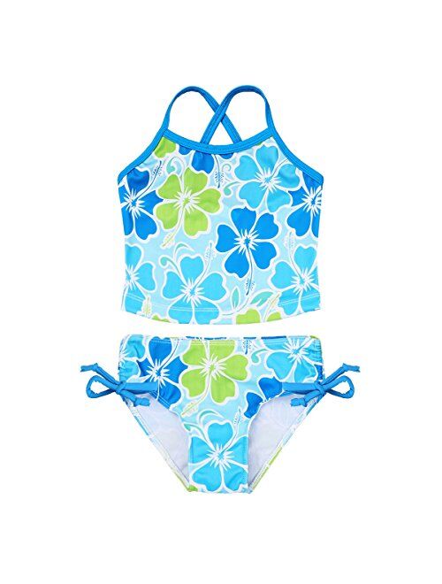FEESHOW Big Girls Youth Tie-Dye Two Piece Tankini Swimsuit Halter Bathing Suit Tank Top with Triangle Brefs
