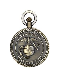 JewelryWe Retro Pocket Watch United States Marine Corps/Navy Men's Womens Quartz Pocket Watch for Mothers Day
