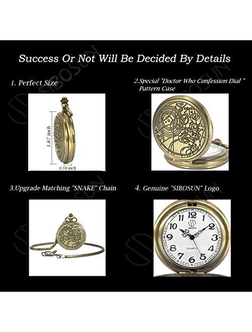 SIBOSUN Pocket Watch Doctor Who Confession Dial Pattern Dr. Who Quartz Chain Mens