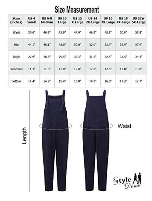 StyleDome Women's Overalls Casual Baggy Wide Leg Bib Overalls Jumpsuits Plus Size Harem Pants Loose Rompers