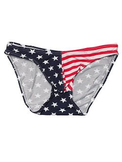 ONEFIT Mens Flag Underwear American Flag Printed Boxers and Thong G-String Briefs