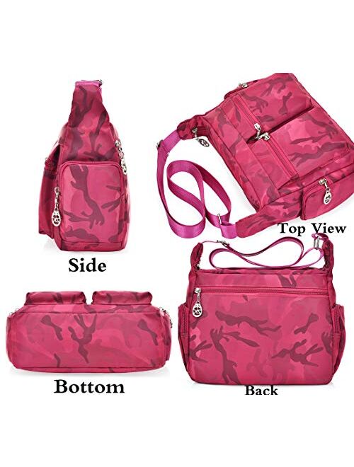 FiveloveTwo Nylon Hobo Shoulder Crossbody Bag Handbags and Purses Top-handle Crossbody Bag Pack Totes Satchels