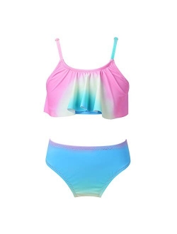 Bottom Two Piece Bathing Suit Kids Girls Bikini Straps Crop Top xkwyshop Little Kid Girl Swimsuit Tie Dye Swimwear
