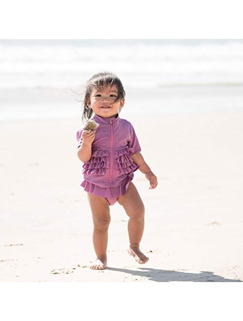 SwimZip Baby Rash Guard Set - Girl Short Sleeve 2 Piece Swimsuit with SPF