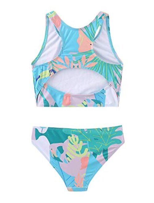 Girls Two Piece Tankini Boyshort Swimsuit Kids Swimwear Set Sun Protection Bathing Suit