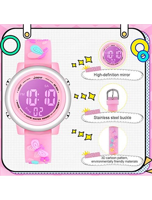 Jianxiang Kids Unicorn Digital Sport Watches for Girls Boys, Waterproof Outdoor LED Timer with 7 Colors Backlight 3D Cartoon Silicone Band Child Wristwatch