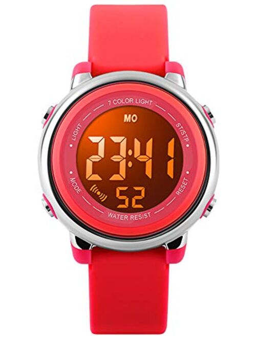 Kids Watch Multi Function 7 Color Lights Toddler Wrist Digital Sport Waterproof Watch， Alarm Stopwatch for boy Girl Child Watch