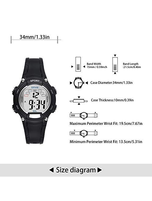 Kids Digital Watches for Girls Boys,7 Colors LED Flashing Waterproof Wrist Watches for Boys Girls Child Sport Outdoor Multifunctional Wrist Watches with Stopwatch/Alarm f