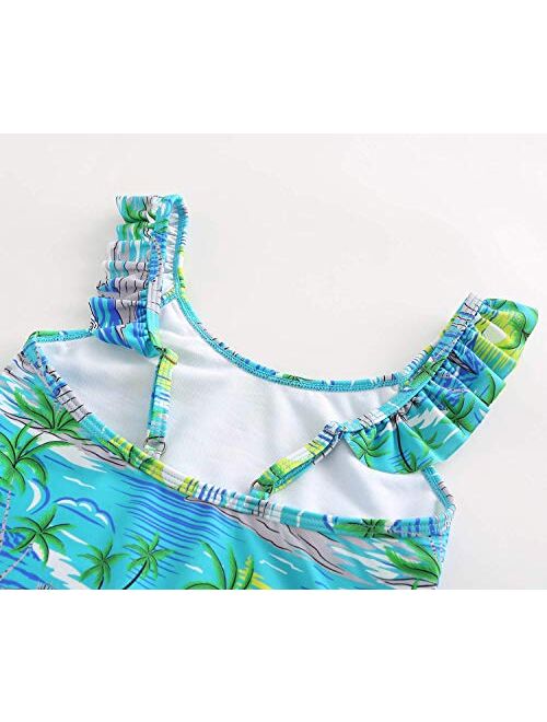 Girls One Piece Swimsuits Unicorn Ruffle Bathing Adjustable Strap Swimwear 2-14 Years