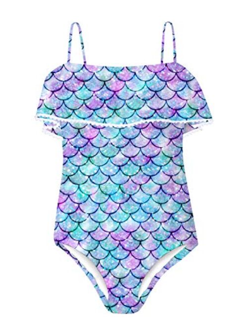 Buy swimsobo Girls Swimsuits Halter One Piece Bathing Suit 3D Printed ...
