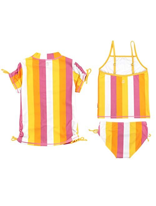 SwimZip Girl's Short Sleeve Rash Guard with Tankini & Bottoms (Multiple Colors)