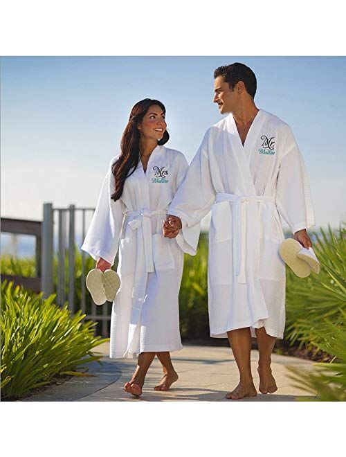 Personalized Mr. and Mrs. Waffle Weave Spa Robe Set of 2