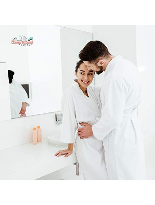 Luxury White Bath Robe for Women and Men - Womens Mens Terry Cloth Bathrobe - Spa Robe Bath Robe - Absorbent, Lightweight with Pockets - Unisex