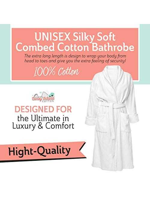 Luxury White Bath Robe for Women and Men - Womens Mens Terry Cloth Bathrobe - Spa Robe Bath Robe - Absorbent, Lightweight with Pockets - Unisex