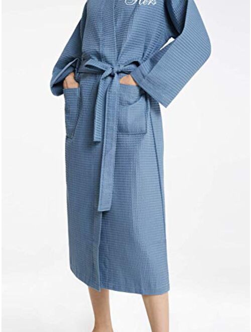 AW BRIDAL Cotton Waffle Robes His Hers & Mr Mrs Robe Spa Hotel Kimono Bathrobe for Couples Set, 2PCS