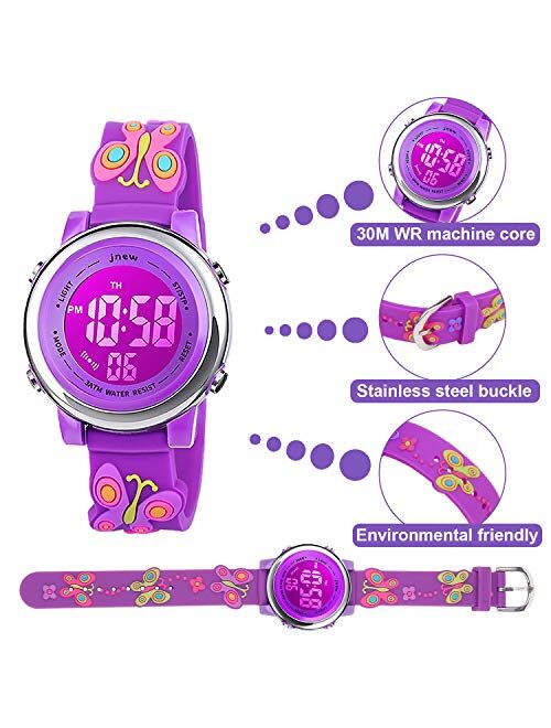 Kids Watch 3D Cartoon Toddler Wrist Digital Watch Waterproof 7 Color Lights with Alarm Stopwatch for 3-10 Year Boys Girls Little Child
