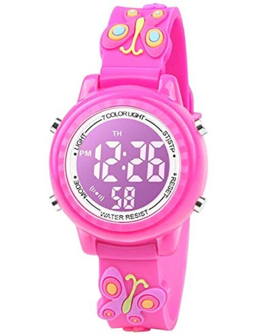 Kids Watch Cartoon 3D Digital Sport Watch with 7 Color Lights and Alarm- Gifts for Boys Girls Child Wristwatch