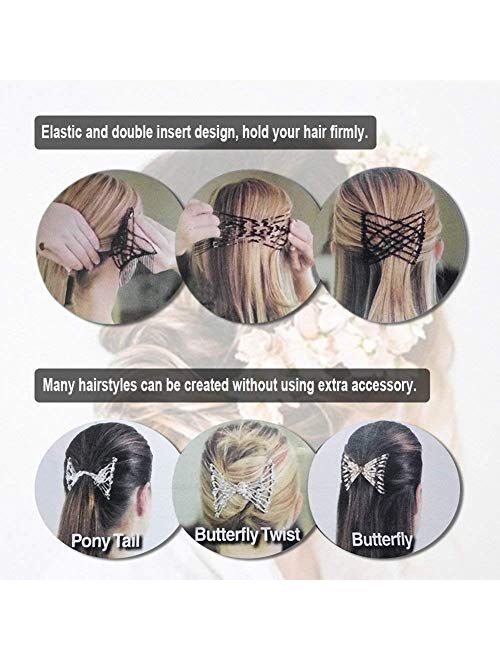 Gofypel Magic Hair Combs Vintage Bead Stretchy Magic Clips Double Hair Clip Women Girls Hairpins Crystal Stretch Pearls Hair Accessories Hair Jewelry Hair Styling Decorat