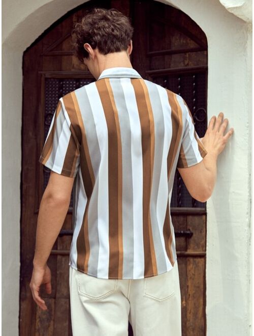 SHEIN Men Striped Short Sleeve Casual Shirt